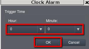 When you check Clock Alarm, a popup screen