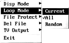 display 3.LOOP MODE: There is CURRENT / ALL / RANDOM LOOP play for the files.