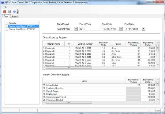 b. Second, the Page 2 tab will display the FPR Unit % Full Production Capacity, Number of Shifts, Direct