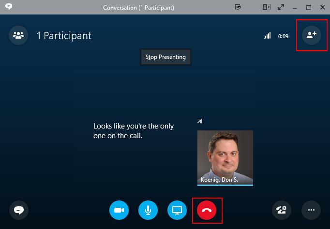 7. The Skype for Business meeting will begin. Add individuals to your conference by clicking the Invite More People button. 8.