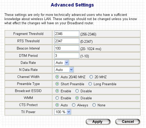 2-6 Advanced Wireless Settings This wireless access point has many advanced wireless features.