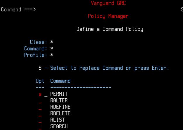 Go into option 2 command policies Option 3 Define a command policy using VPM Assistant. Substitution of special characters in "Profile".
