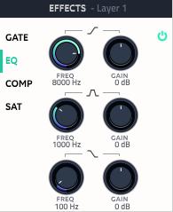 The effects are bypassed by default and automatically enabled when a parameter is changed or by clicking on the on/off button. Gate A gate cuts the signal level whenever it falls below a threshold.