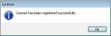 You will see a confirmation window saying that you license has been