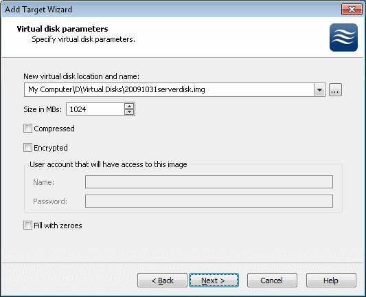 Specify the path where virtual disk should be created by clicking the... button.