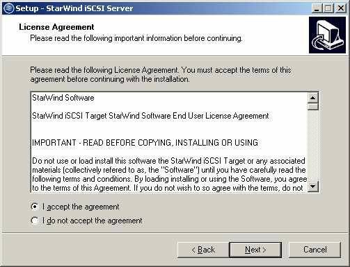 Read and accept the license agreement.