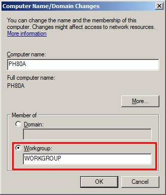 4. Change the workgroup name to the