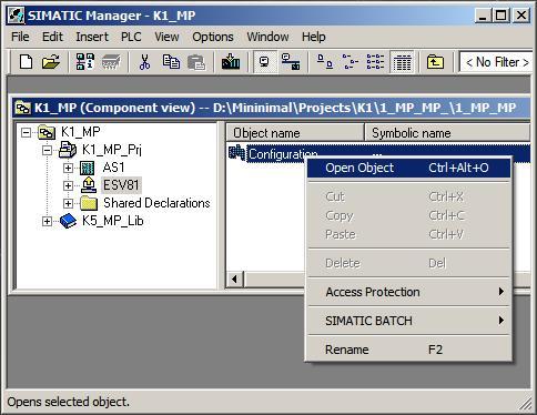 3 ES/OS single-user system 2. Open the HW Config of the PC station via the shortcut menu. 3.
