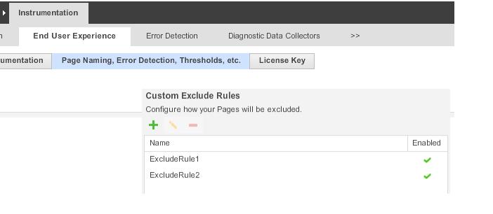 5. To examine and/or modify a custom exclude rule select it in the list and click the Pencil icon. If you want to remove a custom exclude rule, select it in the list and click the Minus icon.