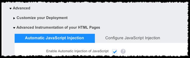 Automatic injection is available only for server-side applications built on Jasper-supported JSP (Java), ASP.NET or ASPX (.NET) frameworks. Also the server-side agent needs to be version 3.