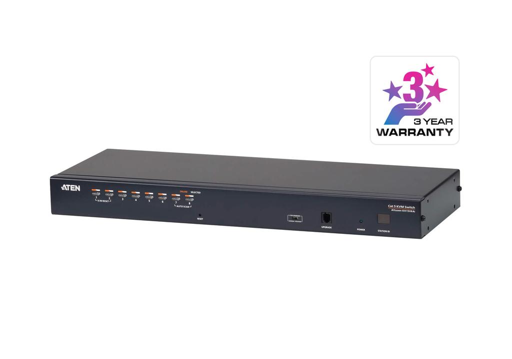 KH1508Ai 1-Local/Remote Share Access 8-Port Cat 5 KVM over IP Switch with Daisy-Chain Port The KH1508Ai Cat 5 High-Density KVM over IP Switch offers 8 computer port configurations in a 1U-high