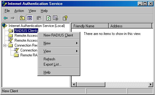 2. Enter a RADIUS client name (which can be the name of