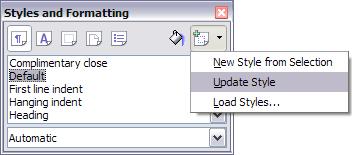 Modifying styles Changing a style using the Style dialog To change an existing style using the Style dialog, right-click on the required style in the Styles and Formatting window (Figure 8) and