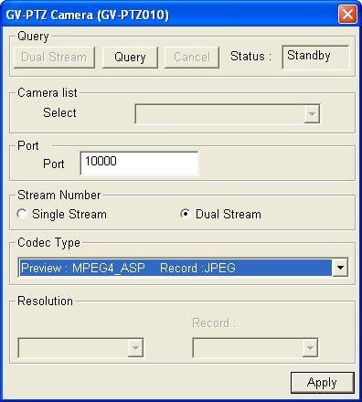 3. Type the IP address, username and password of the IP camera. Select the camera brand and device from the drop-down lists. This dialog box appears. Figure 12-4 4.