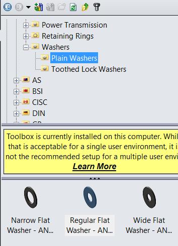 Go to the toolbox and browse for Plain Washer, Regular