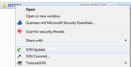 b.) Keeping up to date: Right click on the folder and choose SVN Update. Figure 10: SVN Update c.