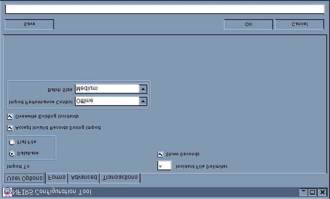 2. User Options Tab: The User Options Tab (diagram 2.0) provides several options to assist the user make an accurate Import / Export or Conversion of data.