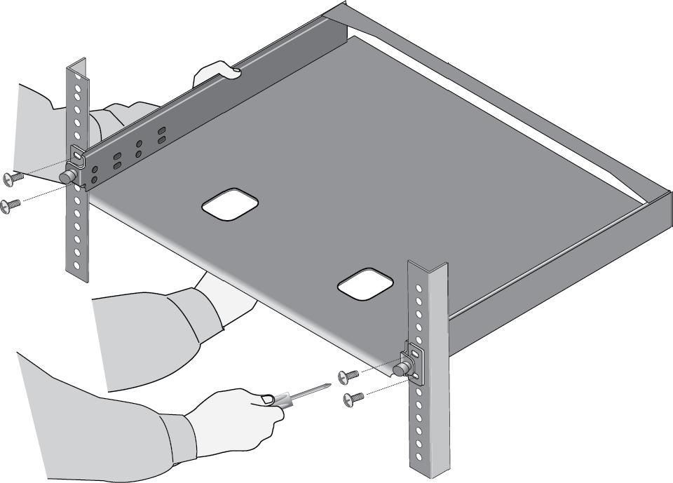Chapter 3: Installing the Switch on a Table or in an Equipment Rack Installing the Switch in an Equipment Rack with the AT-RKMT-J15 Bracket This section contains the procedure for installing the
