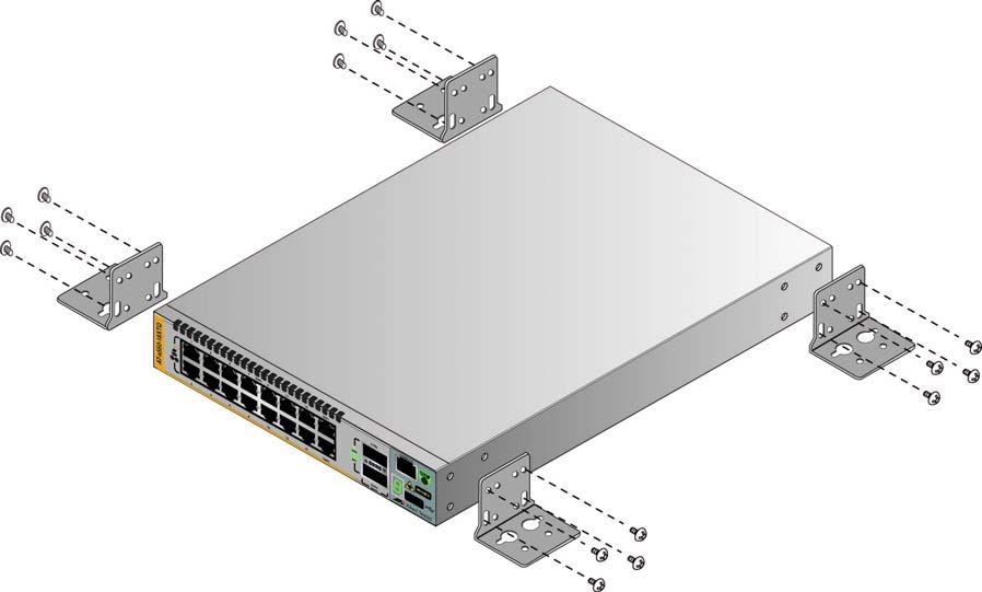 x550 Series Installation Guide for Stand-alone Switches Figure 35. Installing the Wall Brackets 3.