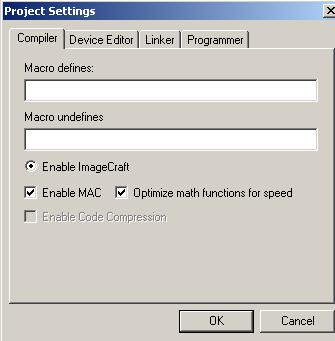C Compiler Project Settings Macro Defines Enable