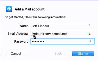 3. In the Choose a Mail account Provider window, select Other Mail Account and click Continue. 4.
