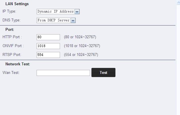 Dynamic IP Address Setting Page: Network mode: You can switch the setting pages of Fixed IP Address and Dynamic IP Address; a fixed IP address can be set for the video camera by selecting Fixed IP ;