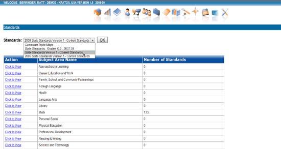 Click the drop-down box and select the desired Standards group. 4.