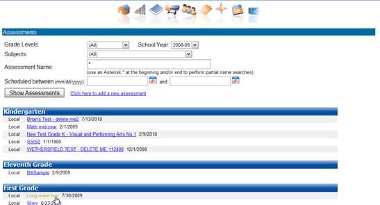 4. Click the name of the desired assessment. 5. The Assessment Detail page appears.