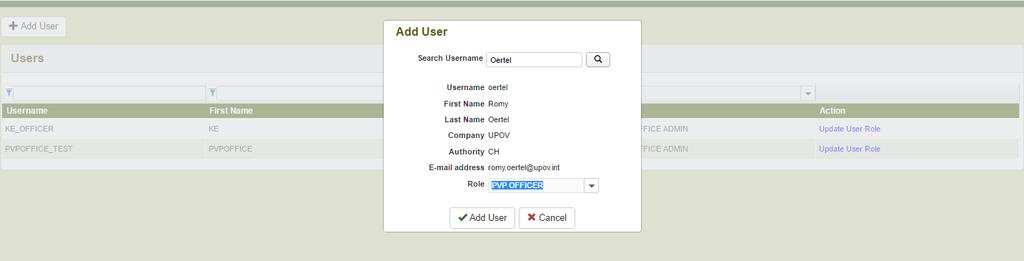 If you would like to add a new user to the system, click on Add
