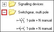 D.1.4. INSERTING A CIRCUIT BREAKER ON PAGE 1 You will now insert a circuit breaker in column 2. 1. Double-click the Switchgear, multi pole symbol folder to open it. 2. Click the 3-