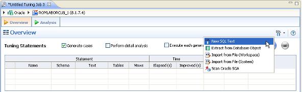 ADDING SQL STATEMENTS TO A TUNING JOB Once you have created a name for the tuning job and indicated its source, you can add SQL statements that you want the job to tune.