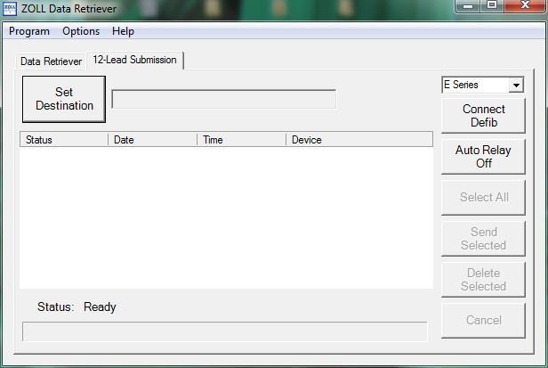 ZOLL Data Retriever 5 4. Click the 12-Lead Submission tab to display the 12-Lead dialog.