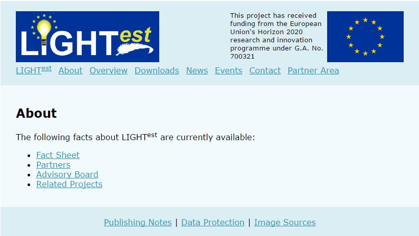 Figure 4: LIGHT est Website Homepage Figure 5: LIGHT est Website About In the section About the user is able to check the