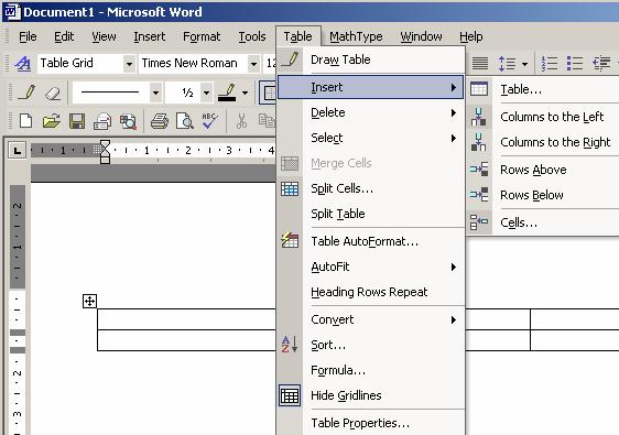 Mustafa T. Babagil & Filiz Bilen Page 14 Table Menu: This menu provides options to insert a table into a document and add/delete row(s)/column(s) from a document or from an already existing table.