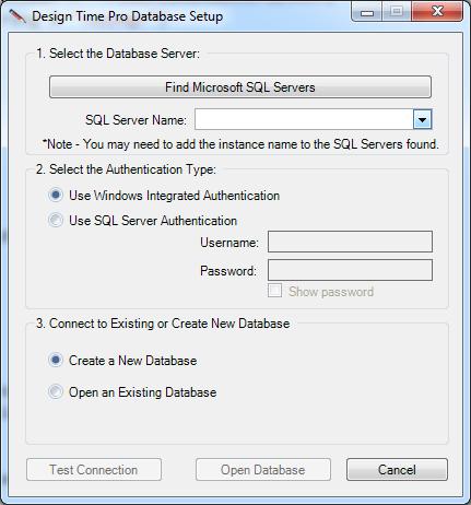 DATABASE SETUP Select Find Microsoft SQL Servers and wait for DTP to find your servers.