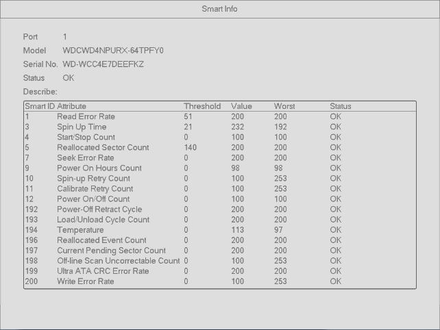 4.11.2 HDD Information Shows hard drive type, total space, free space, and status. See Figure 4-76.