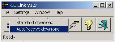 AutoReceive download option. In this mode PC waits to receive record from the instrument.