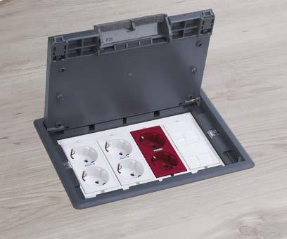 Also comes with all accessories and small items required for immediate installation. Maximum safety: protected opening system. The floor boxes and junction boxes have adjustable depths.