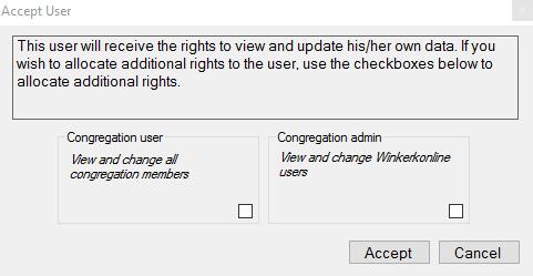 In almost all cases it will only be necessary to click on "Accept" which will active the selected person to become a Member.
