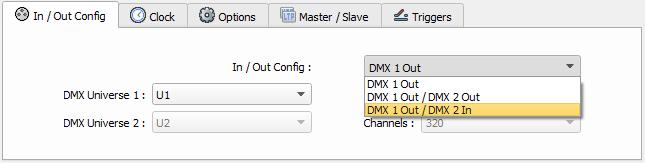 DMX IN TRIGGERS VIA ANOTHER DMX SIGNAL IN STANDALONE DMX in trigger in stand Alone available only with 1024 interfaces.