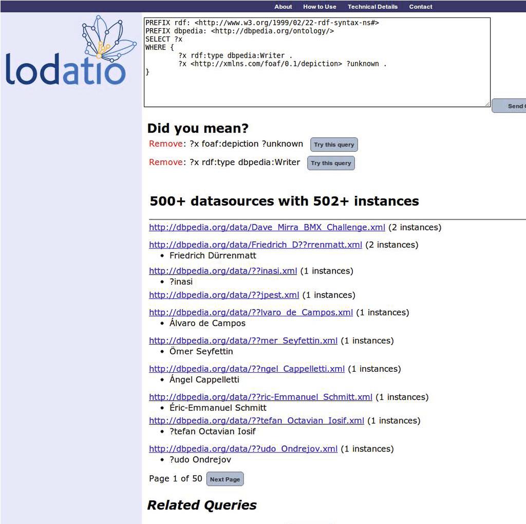 144 T. Gottron et al. Fig. 1. Web frontend of the LODatio prototype demo form of query patterns.