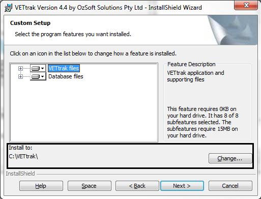14 Install Guide Copy the VETtrak.bak file from the VETtrak\Data folder once the VETtrak installation has been completed, and restore it into the new VETtrak database in Microsoft SQL Server.