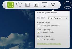 46 - Acer Screen Grasp Adjusting the Settings Tap the Settings icon to adjust the defaults for Acer Screen Grasp.