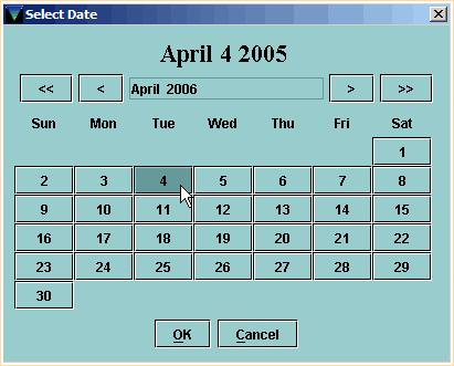To select a date, it is important that you actually click on the date you want, so that the text at the top of the dialog box displays the correct date.