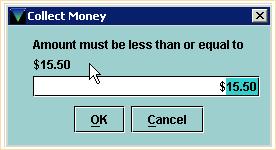 Print: Collecting Money for Fines and Bills NOTE: You cannot enter an amount greater than the selected amount, nor can you enter a negative number.