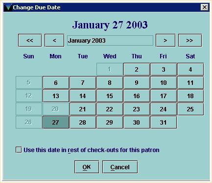 Print: Overriding The Calculated Due Date be sure it's changed at the top of the dialog then click OK. The new due date will display on the Check Out tab.