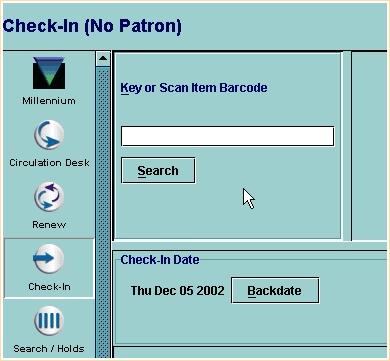 Print: Checking In Items - No Patron Checking In Items - No Patron To check in items without the patron being present (for example,