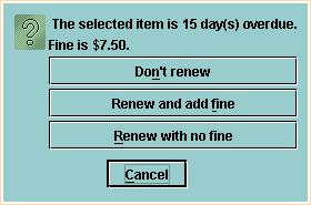 Note that if you are renewing an overdue item, Millennium Circulation will always calculate the due date from the date of the renewal, even if your system is set to renew from the original due date.