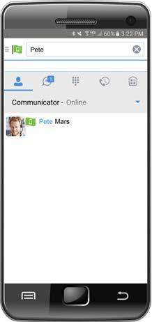 3 Main Tabs The Communicator default tab is the Contacts tab, which is empty the first time you start Communicator. You use the search field to find people and add them to your Contacts list.