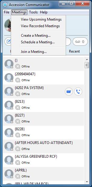 2. Deploying Accession Meeting on Desktop Subscribers can create an Accession Meeting using Accession Communicator and CommPortal. Creating a meeting via Accession Communicator 1.